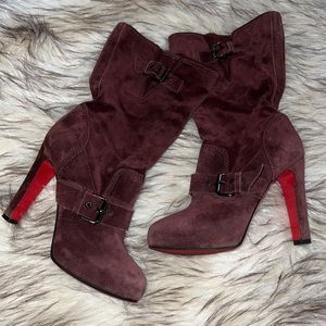 Christian Louboutin suede Loubi Bike MOTO boots 38